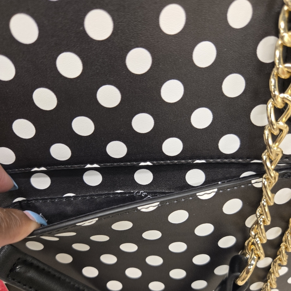 Betsey Johnson Black Shoulder Bag with Gold Details - Picture 4 of 6